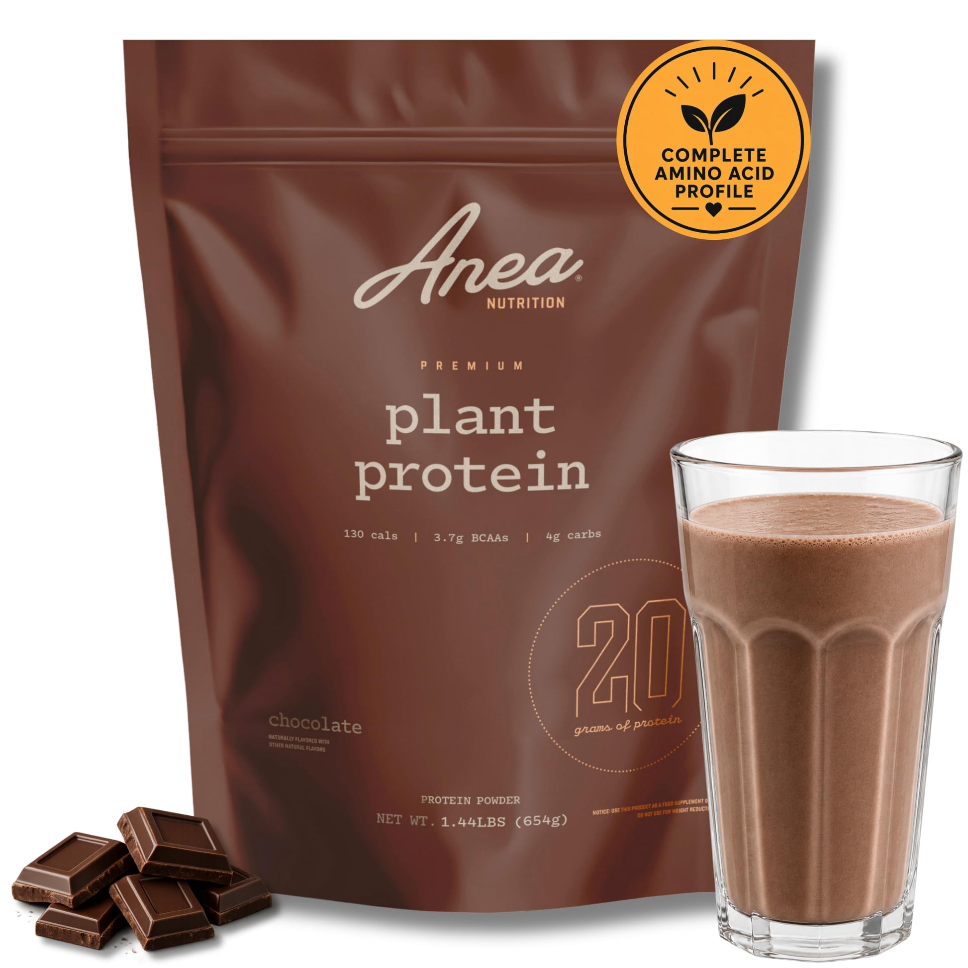 Anea Nutrition Plant Based Protein Powder Chocolate, Vegan, 23.0692 Servings