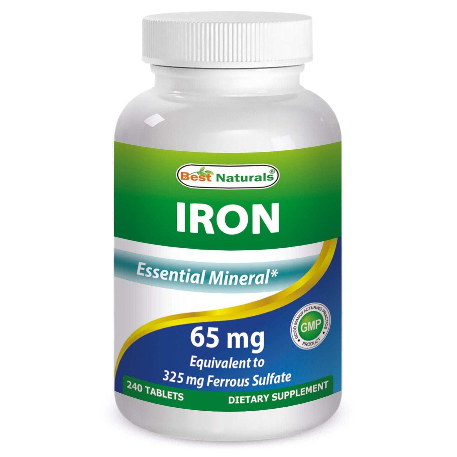 Best Naturals Iron Ferrous Sulfate 65 mg Tablets, 240 Count