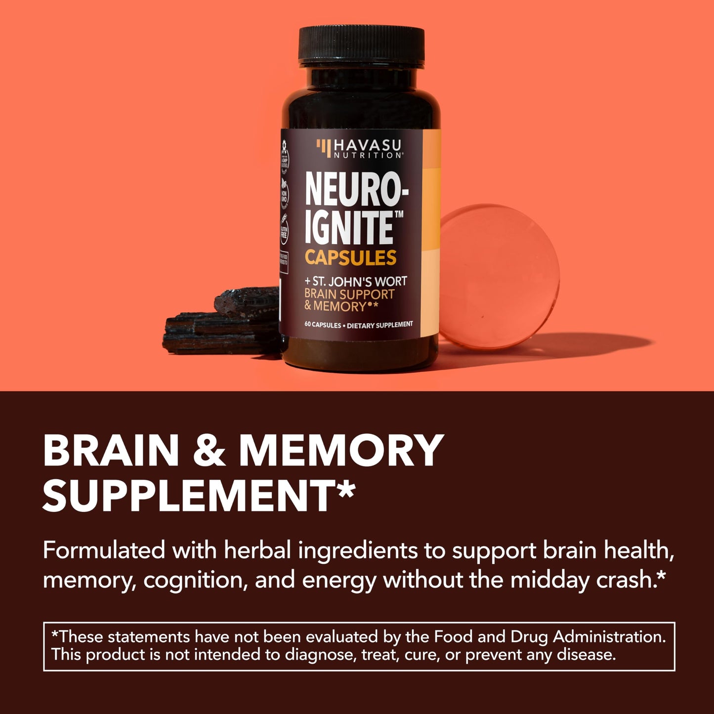 HAVASU NUTRITION NeuroIGNITE Brain Supplements for Memory and Focus Capsules, 60 Capsules