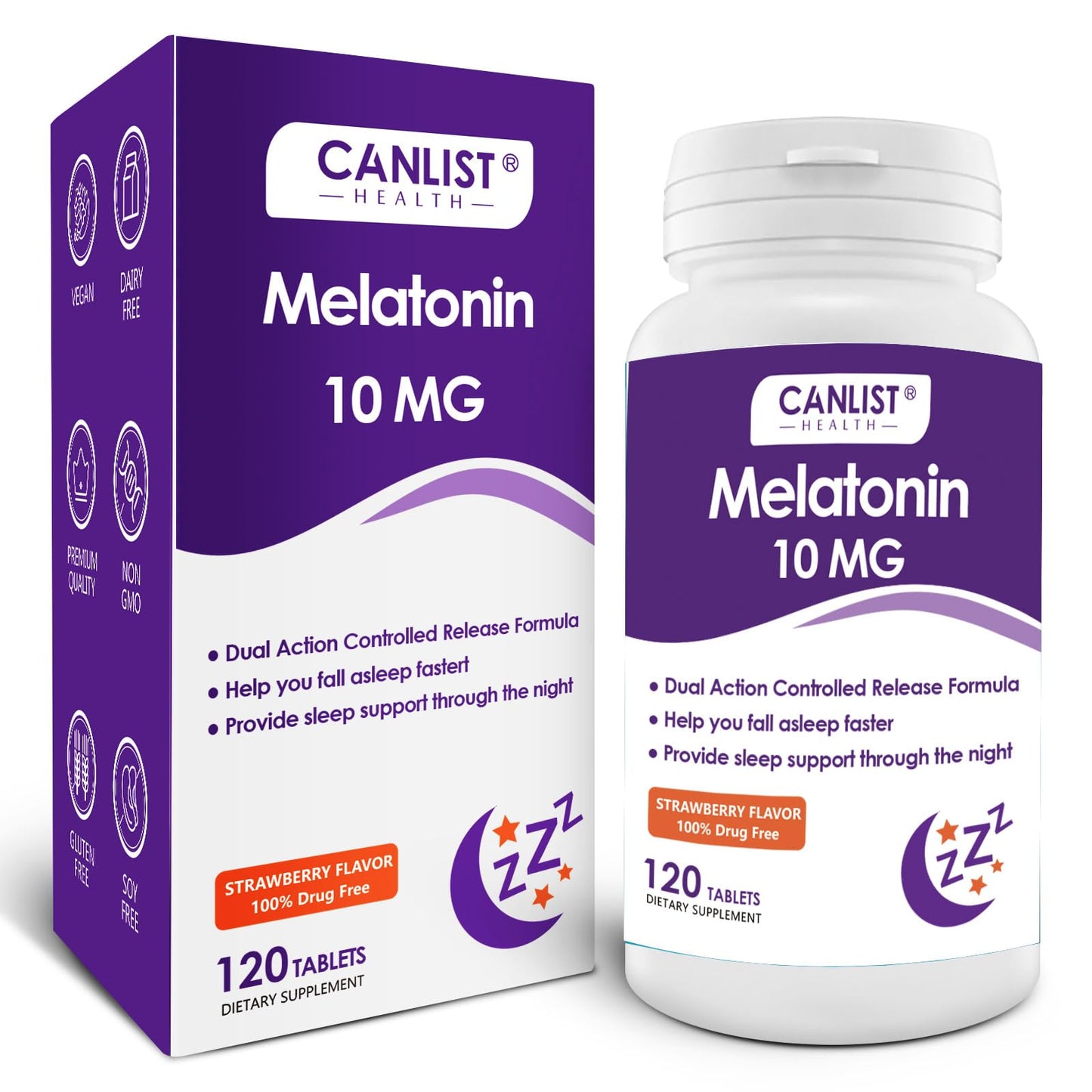 CANLIST Melatonin Extra Strength 10mg, 120 Tablets