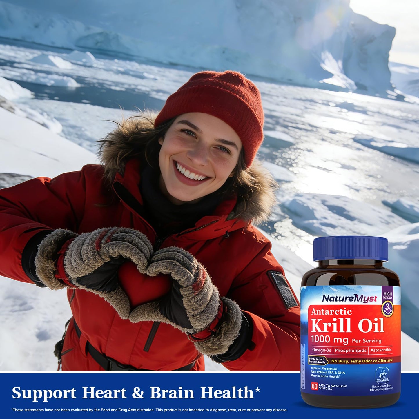 NatureMyst Krill Oil 1000mg Softgels 60 Count