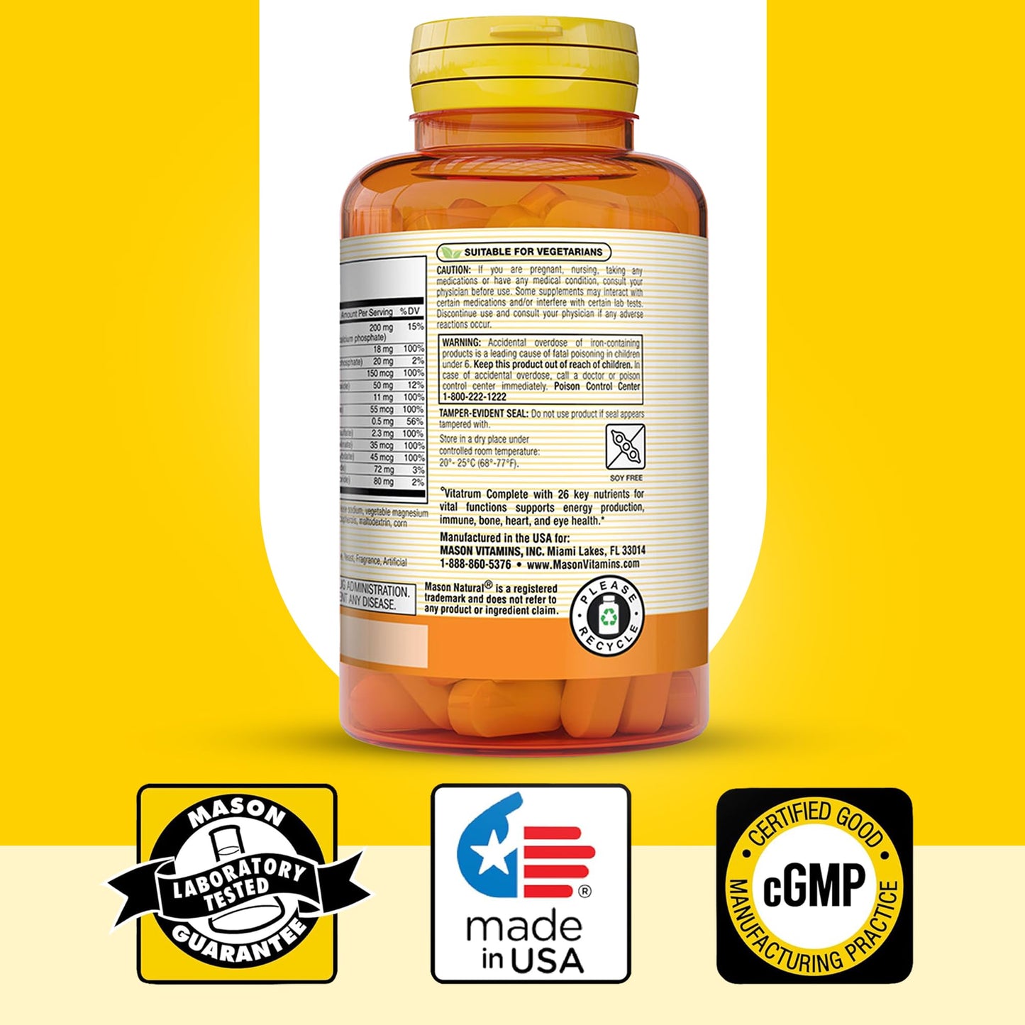 MASON NATURAL Vitatrum Complete Multivitamin, Multimineral Caplets, 150 Count