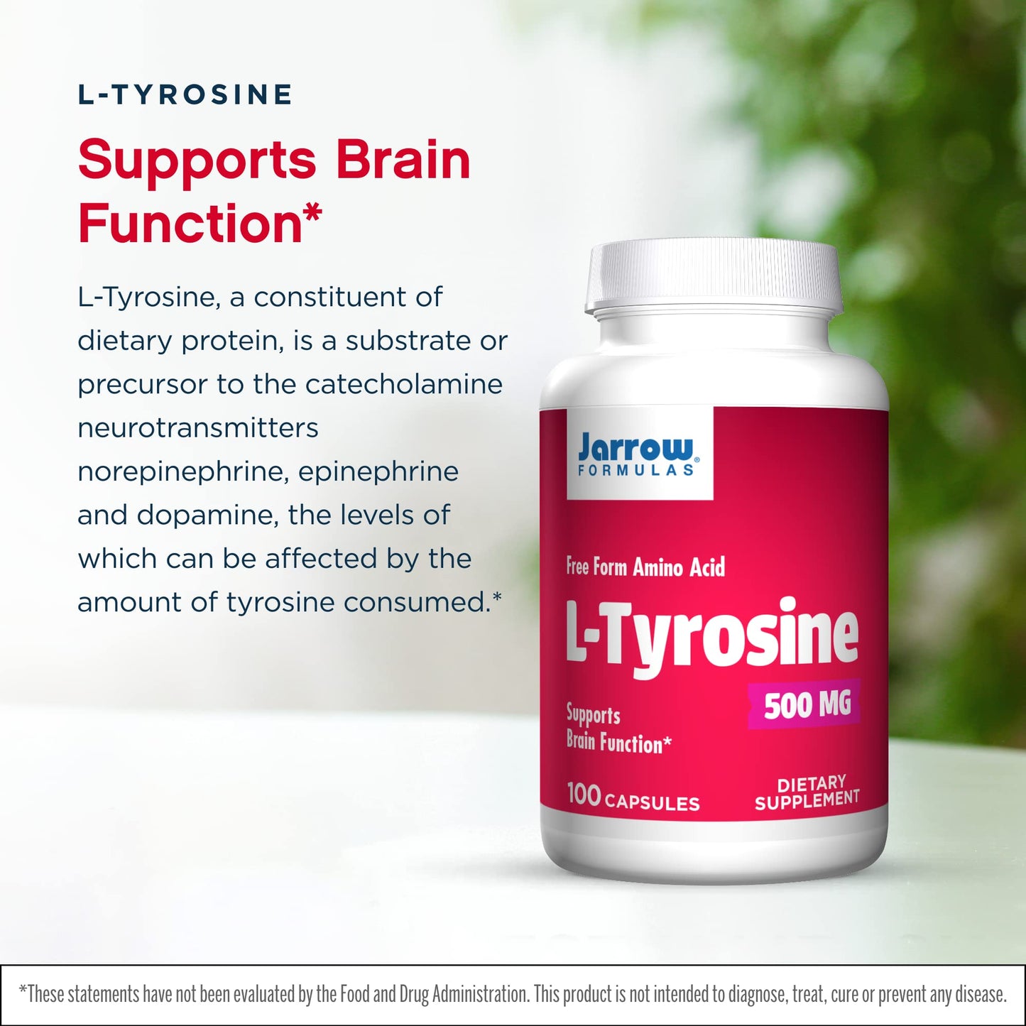 Jarrow Formulas L-Tyrosine 500 mg Capsule, 200 Capsules