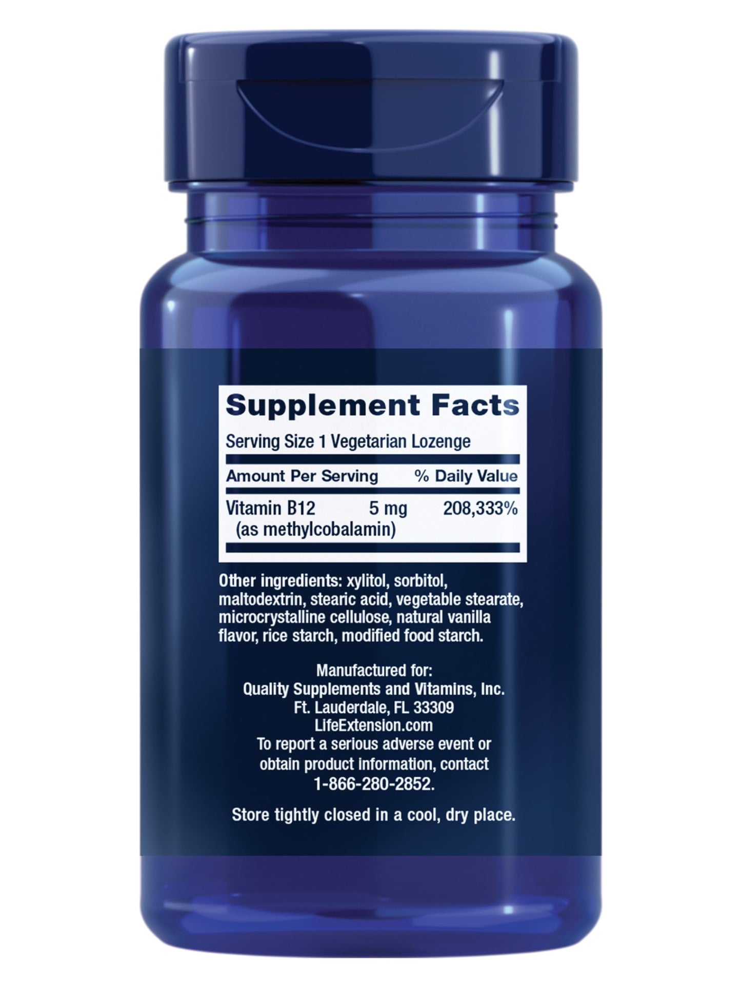 Life Extension Vitamin B12 Methylcobalamin Lozenges, 60 Count