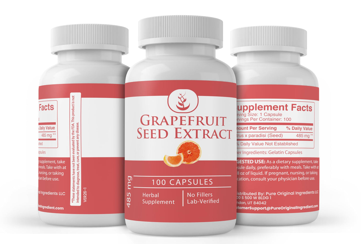 Pure Original Ingredients Grapefruit Seed Extract Capsules, 100 Count