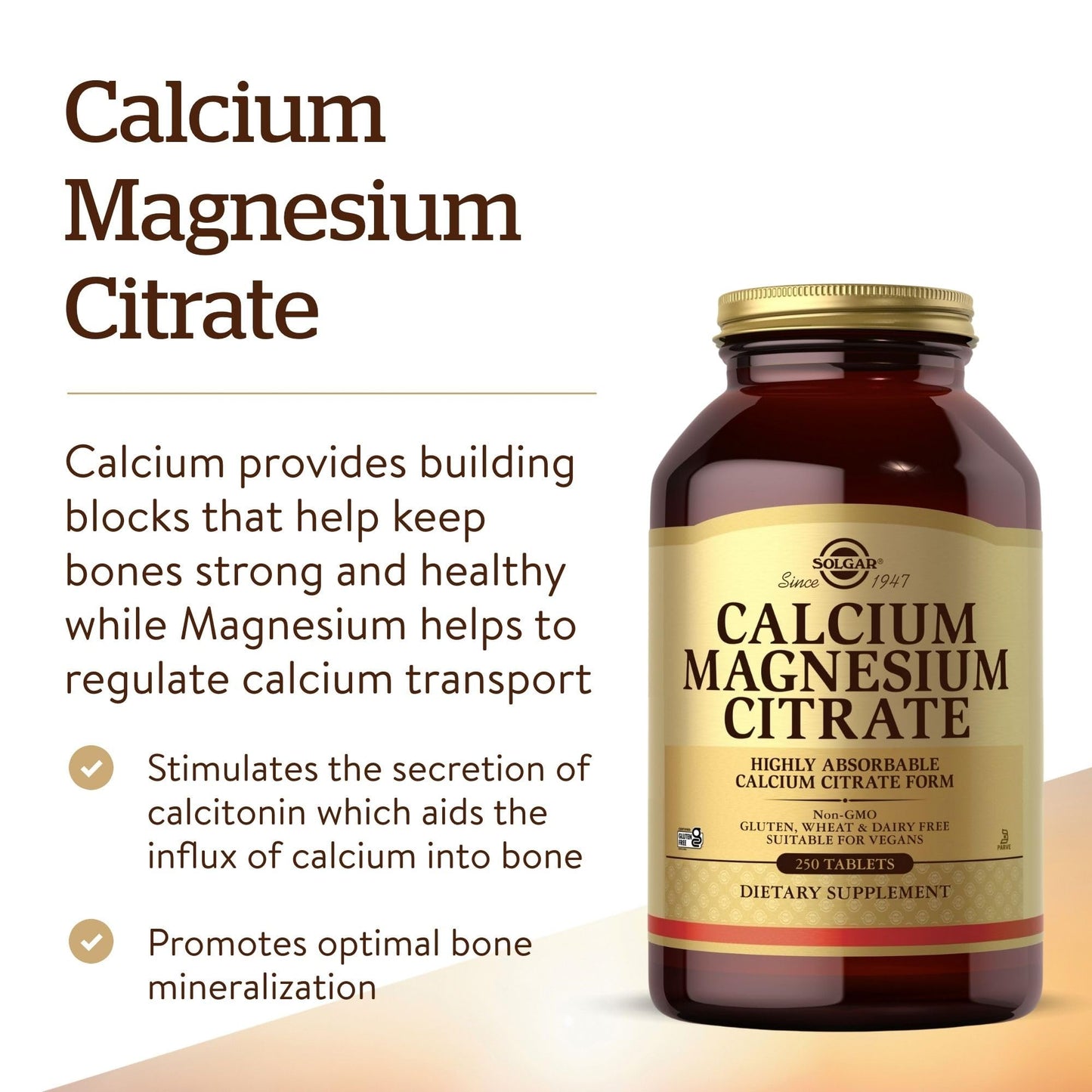Solgar Calcium Magnesium Citrate Tablets, 250 Count