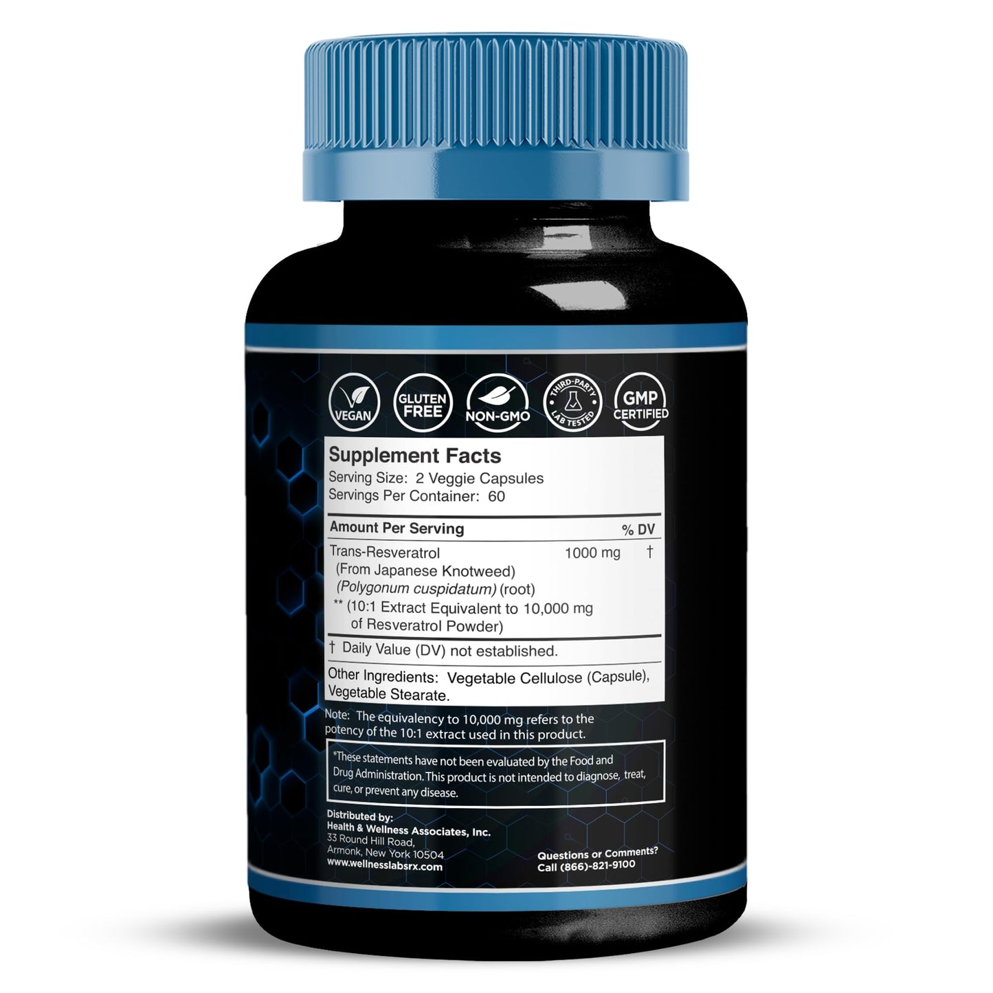 WELLNESS LABSRX Resveratrol 1000mg Capsules - 240 Count