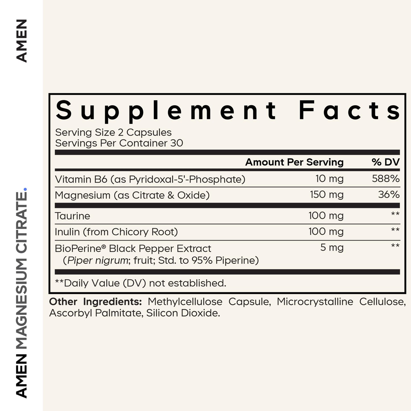 Amen Magnesium Citrate Supplement Capsules 60 Count