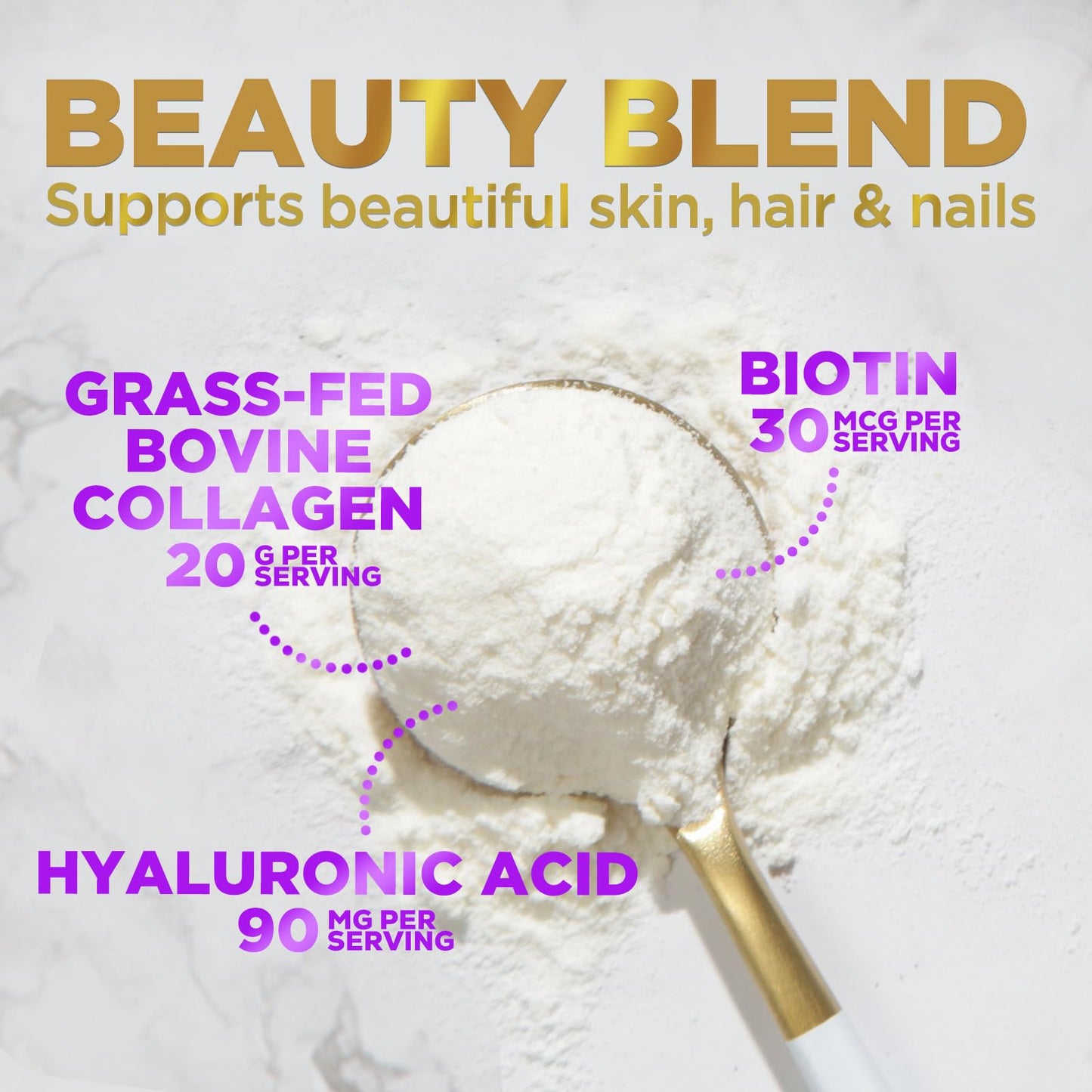Hello Lovely! Collagen Peptides Powder 20 g per serving, Grass Fed Hydrolyzed Collagen Powder Type I & III with Hyaluronic Acid & Biotin for Women, Unflavored, Hair, Skin, Nails & Joint Support, 28 Servings