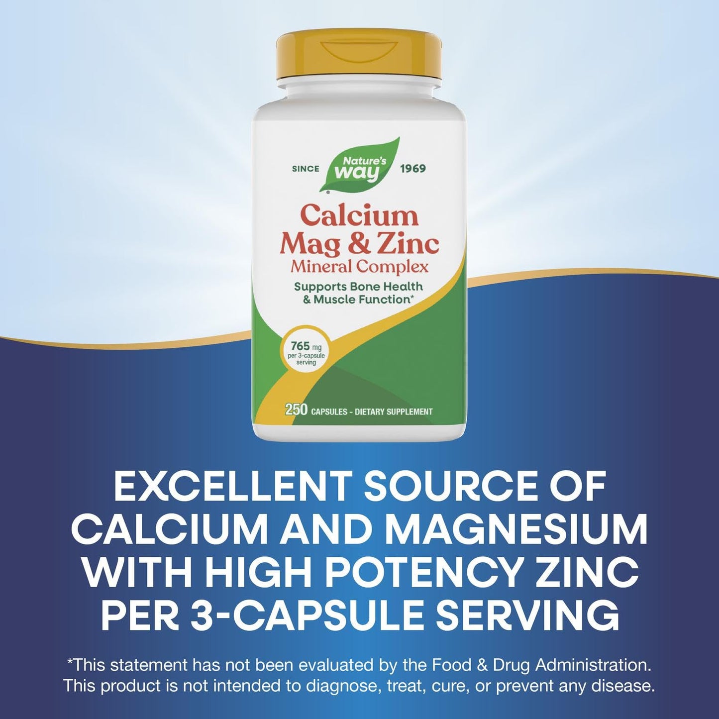 Nature's Way Calcium, Magnesium & Zinc Mineral Complex Capsule, 250 Capsules