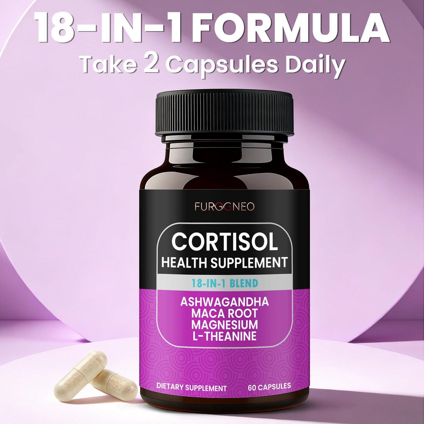 GTONGUOO Cortisol Supplements for Women, Stress Relief, Hormone Balance, 60 Capsules