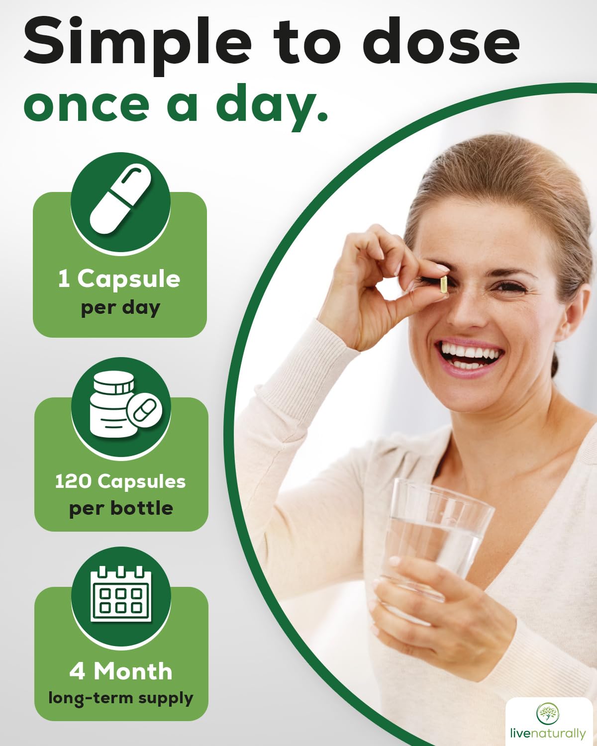 livenaturally Alpha Lipoic Acid 600mg Serving (300mg per Capsule) Capsules 120