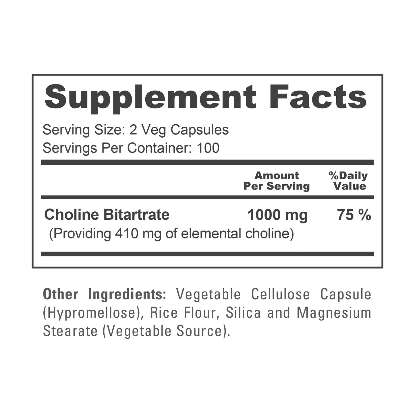 NusaPure Choline Bitartrate Capsule, 200 Capsules