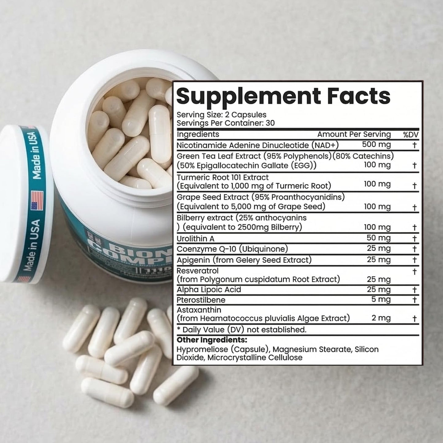 ANCIENT DIOSA NAD+ Supplement with Urolithin A, CoQ10, Resveratrol Capsule, 60 Count