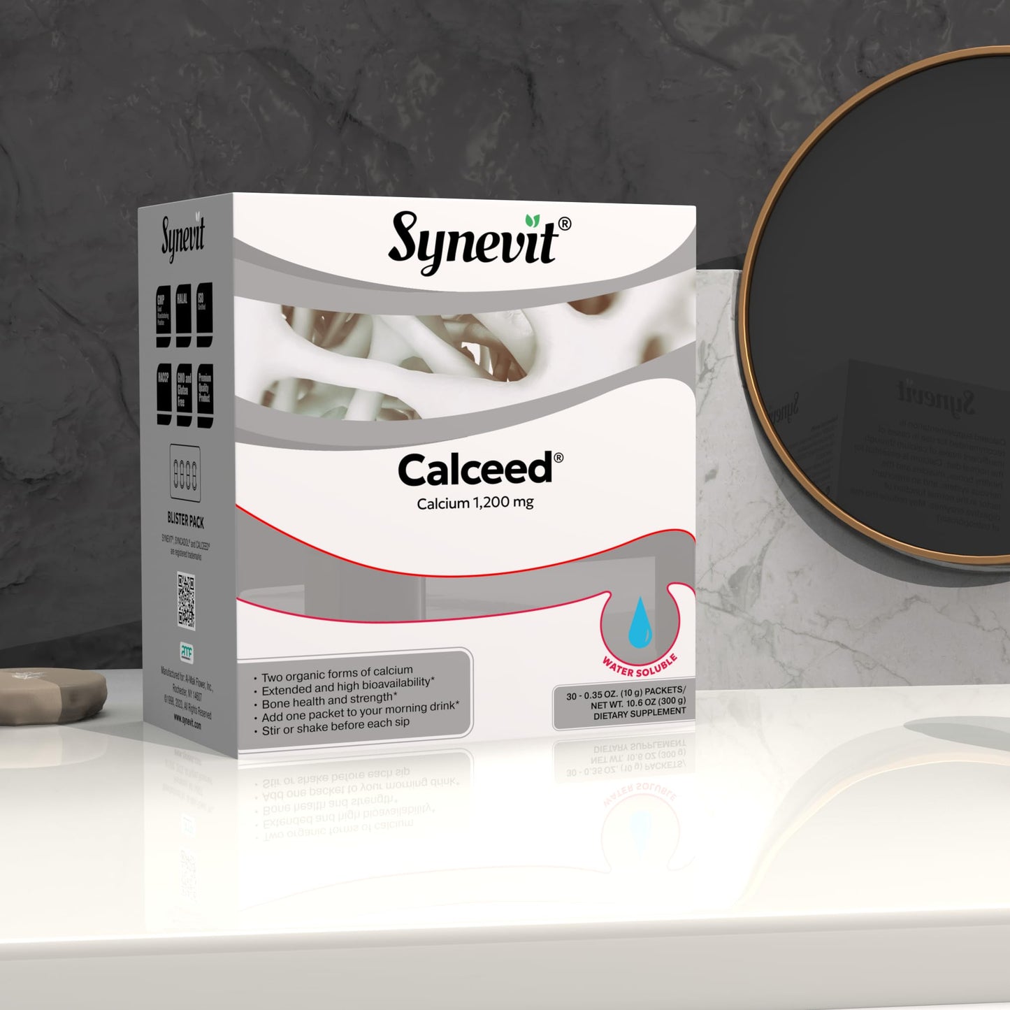 Synevit Calceed Calcium Supplement Powder Packets, 1200mg Organic Calcium, 30 Packets