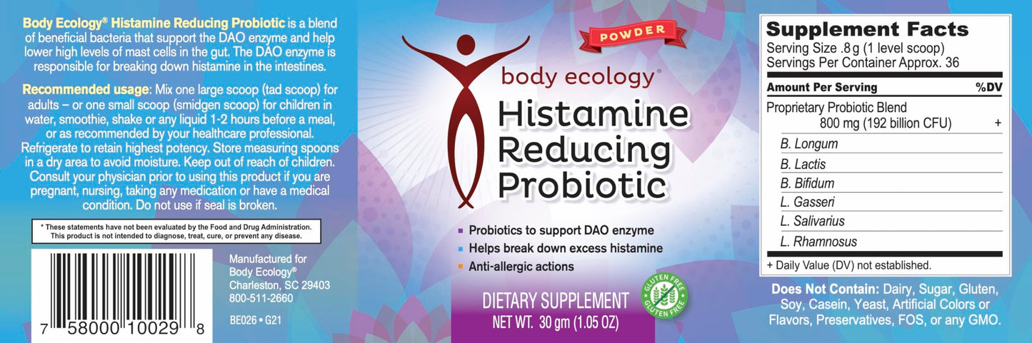 Bodycology Histamine-Reducing Probiotic Powder 1.1 Ounce (Pack of 1)