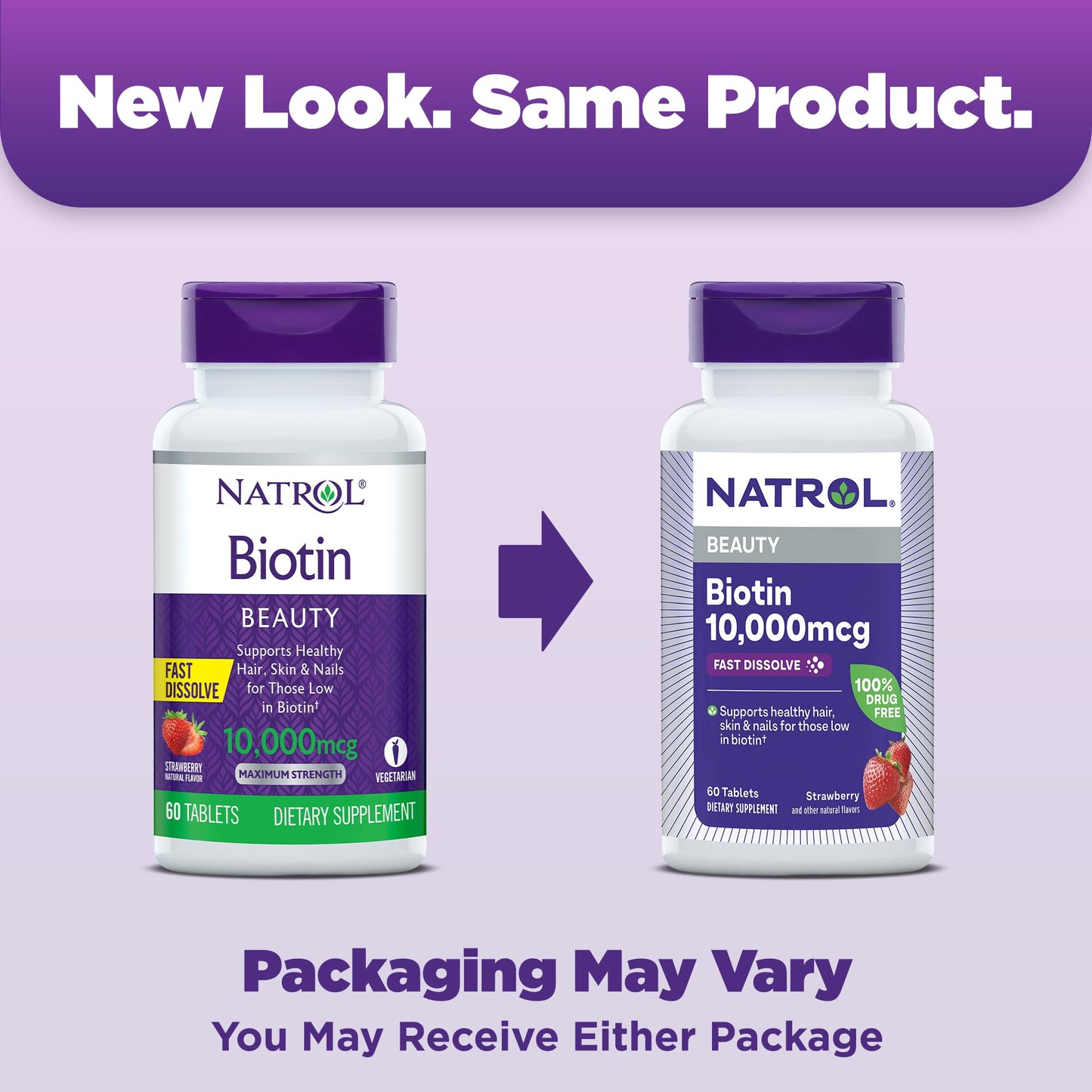 Natrol Biotin 10000mcg Tablet, 60 Tablets