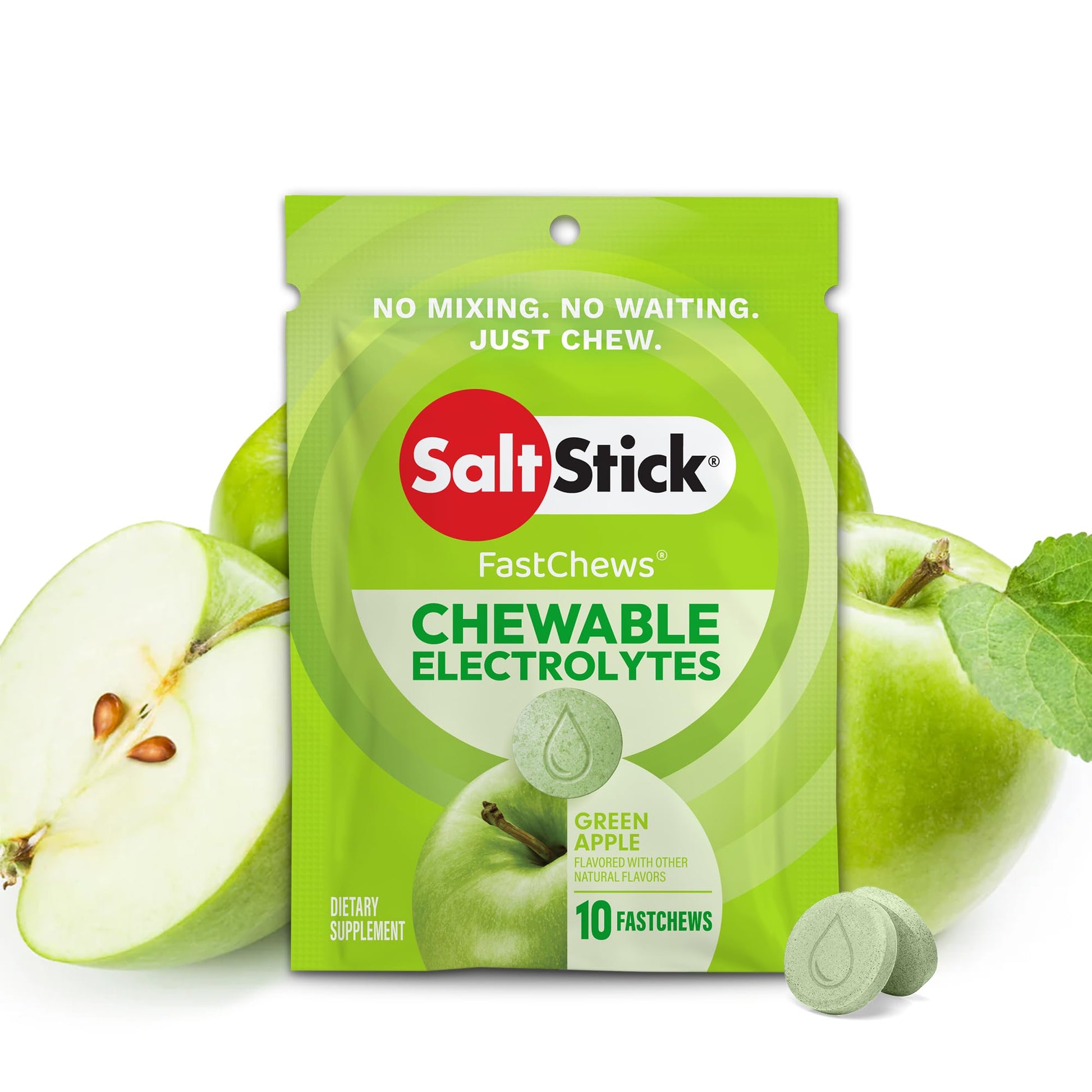 SaltStick Electrolyte FastChews Green Apple Chewable 120 Count