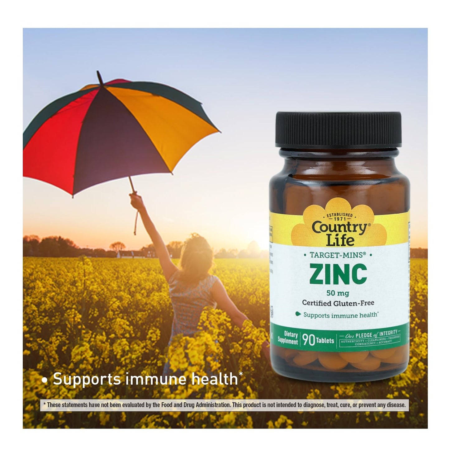 Country Life Target-Mins Zinc 50 mg Tablets 90 Count
