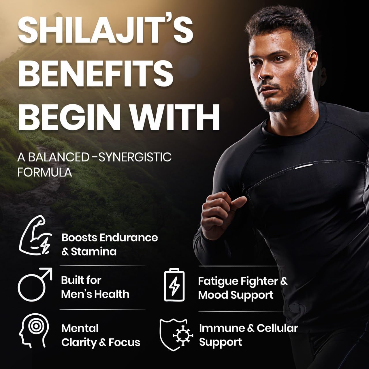 alloza Performance Shilajit Gummies with CoQ10 and Ashwagandha – Pure 7-in-1 Formula with 75% Fulvic Acid & 92+ Minerals – For Men & Women, Energy, Focus & Stress Support – 60 Gummies