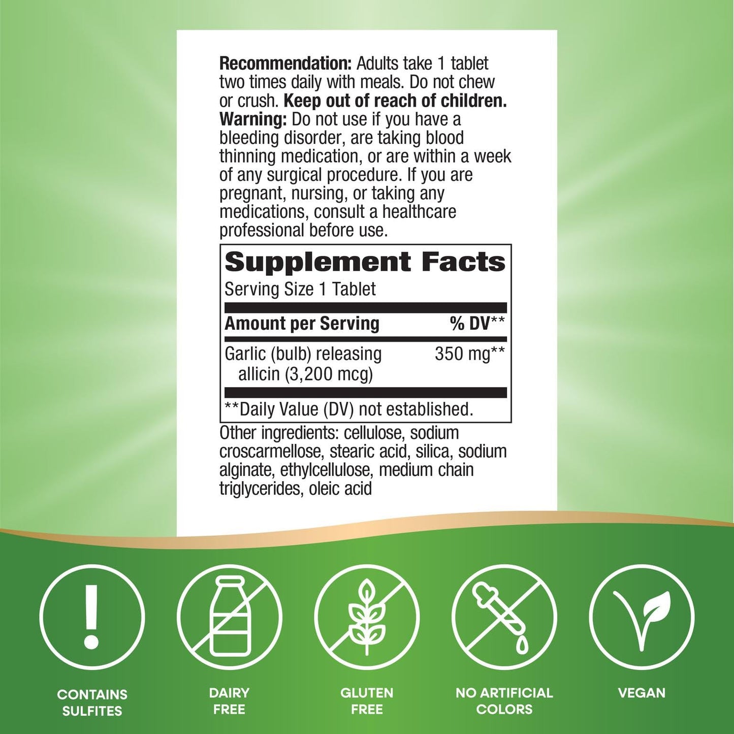 Nature's Way Garlicin Cardio Premium Herbal Healthy Circulation Support Tablet 90 Count