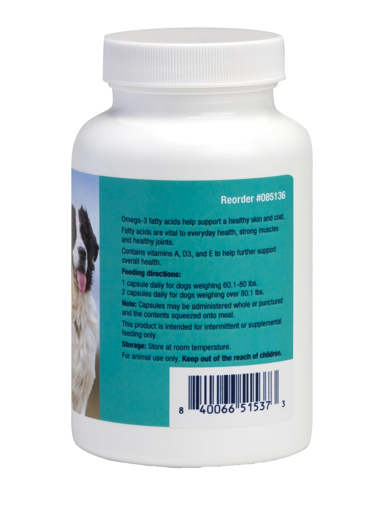Covetrus Omega-3 Capsules for Large Dogs – Essential Fatty Acids with Vitamins A, E & D3 – Skin, Coat & Joint Supplement, 60 Count