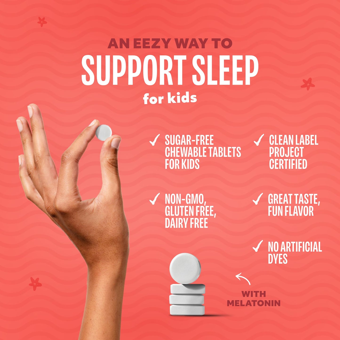 Lolleez Sleepeez Kids Sugar-Free 1mg Melatonin Chewable Tablets, Cherry Flavor, 30 Count