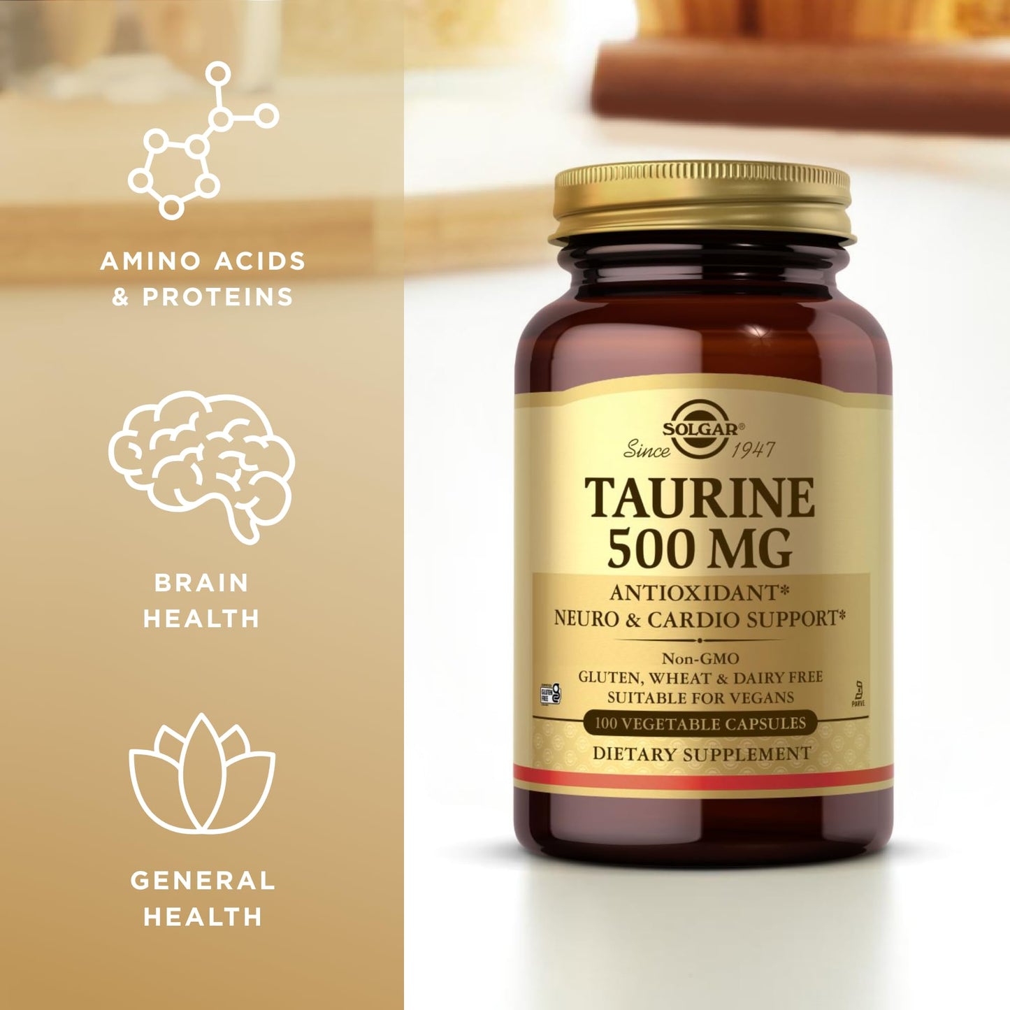 Solgar Taurine 500 mg Vegetable Capsules 100 Capsules