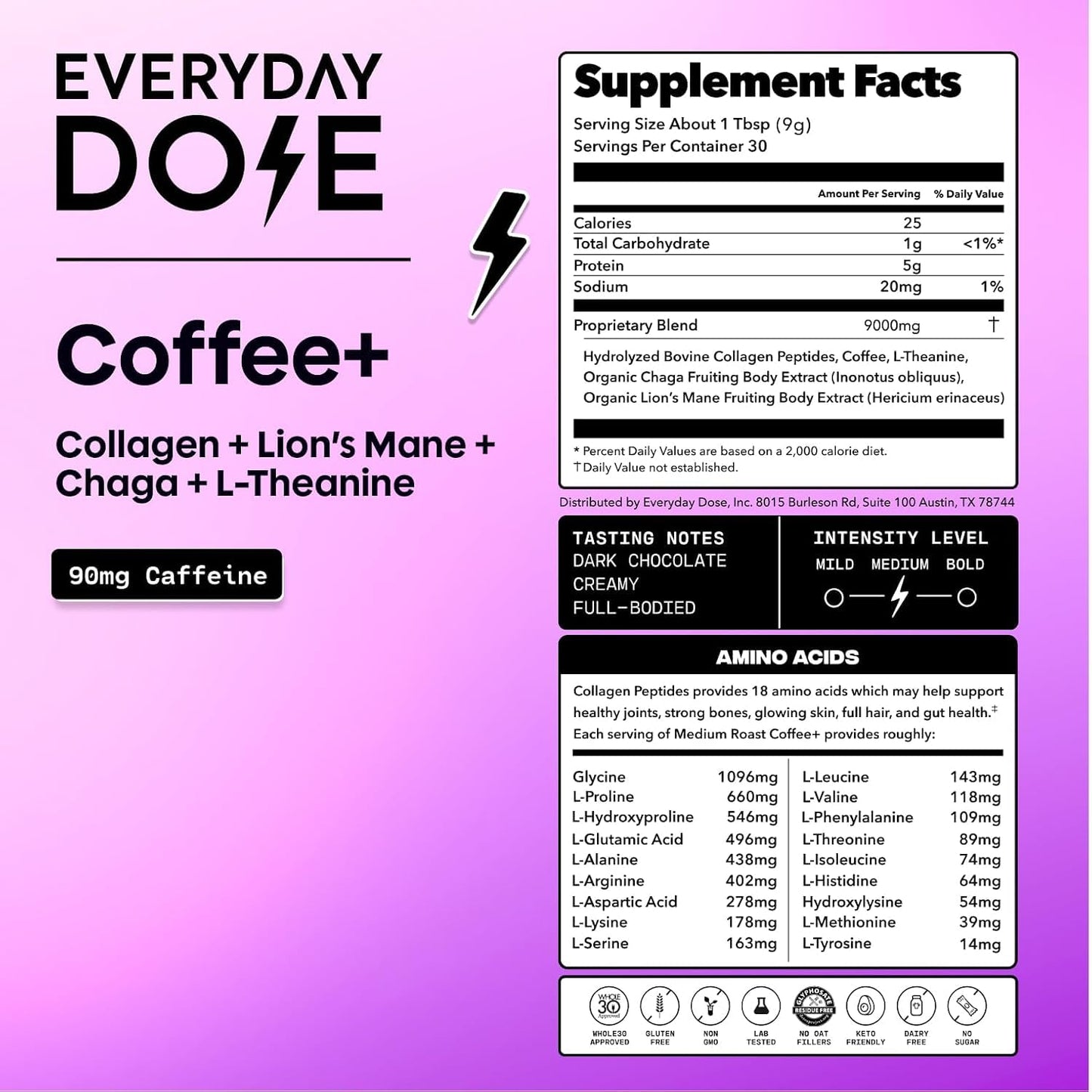 Everyday Dose Bold Medium Roast Mushroom Coffee Powder, 9 oz