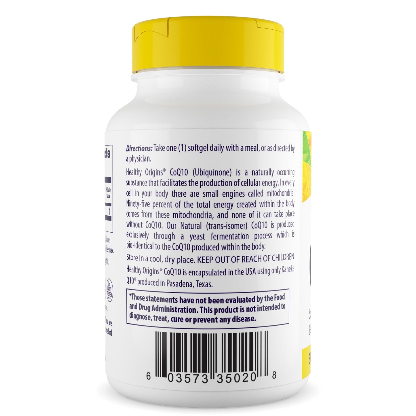 Healthy Origins CoQ10 300 mg – Natural Trans-Isomer Ubiquinone – Yeast Fermented, Supports Heart Health & Cellular Energy – Non-GMO, 30 Softgels