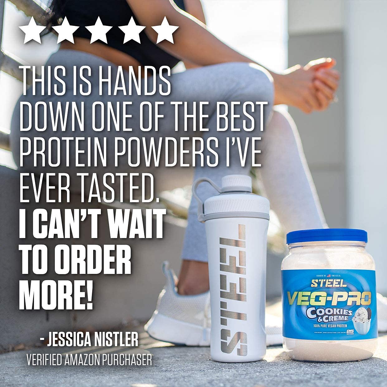 Steel Supplements Veg-PRO Vegan Protein Powder Cookies and Creme, 25 Servings