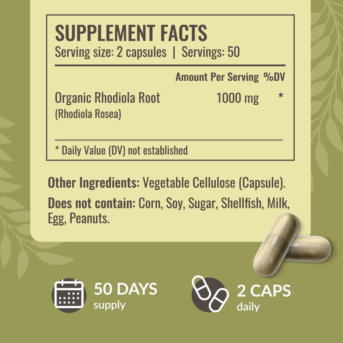 HERBAMAMA Rhodiola Rosea Supplement Capsules, 1000mg Rhodiola Rosea Extract, 200 Capsules
