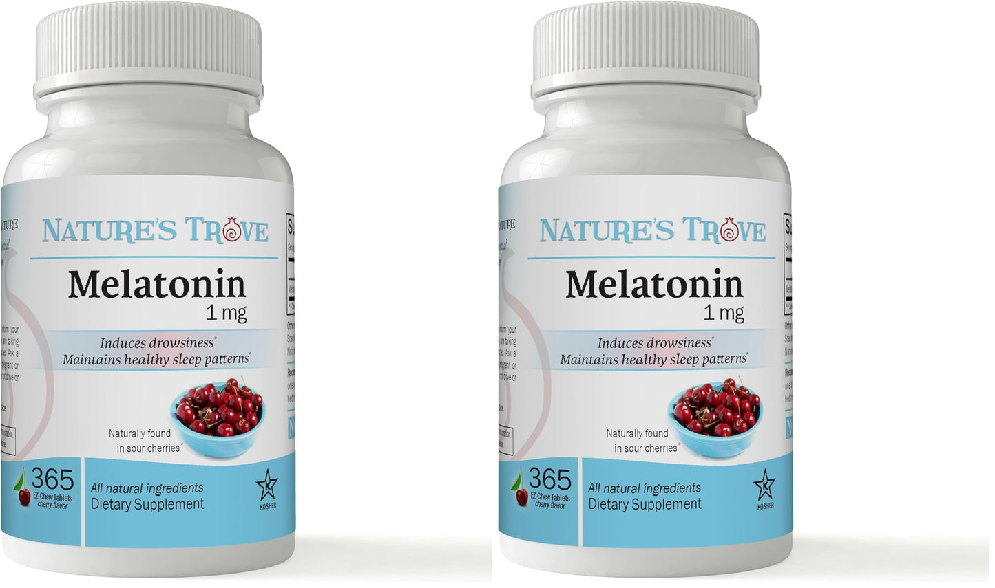 Nature's Trove Melatonin 1mg EZ-Chew Tablets Cherry Flavor, 730 Tablets