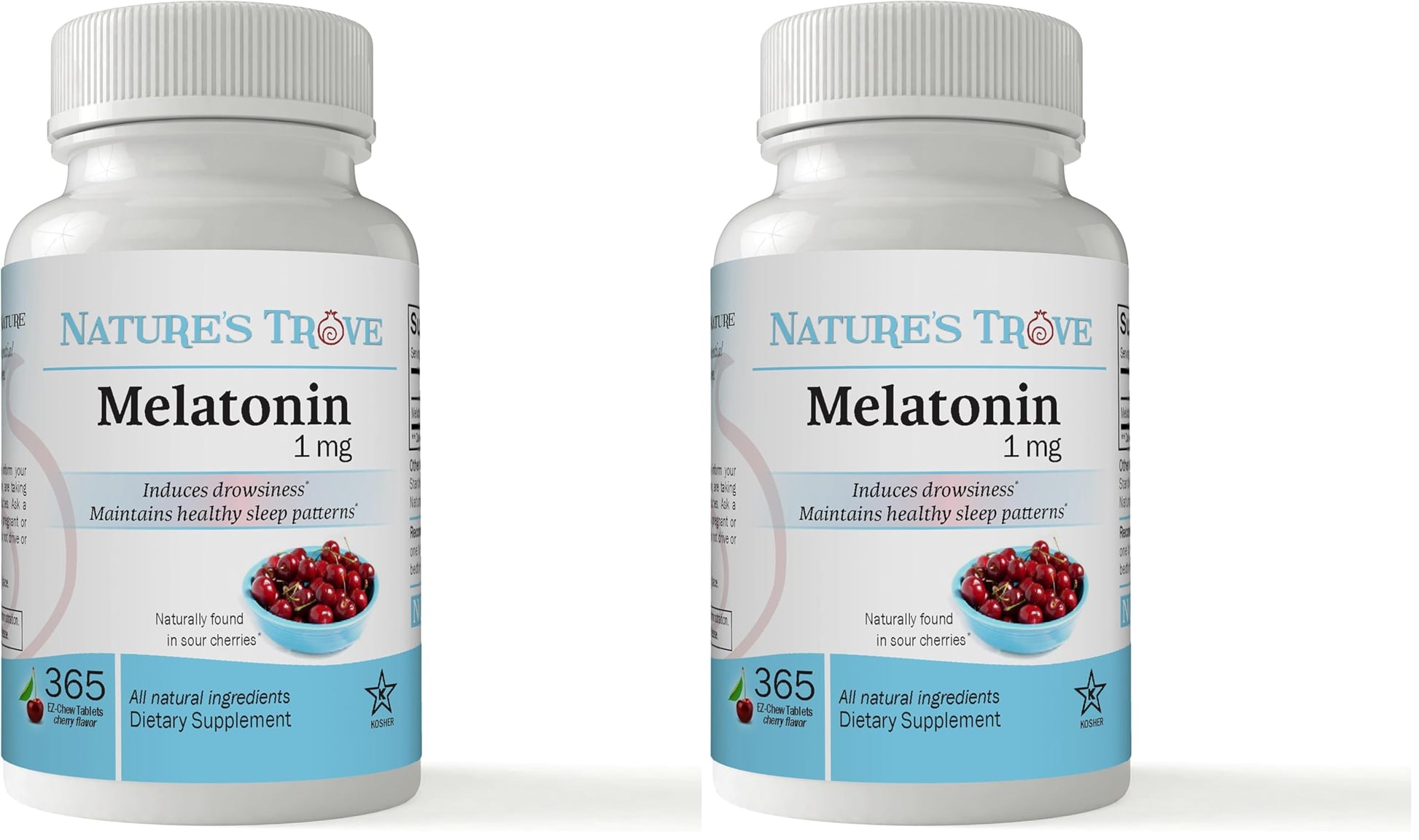Nature's Trove Melatonin 1mg EZ-Chew Tablets Cherry Flavor, 730 Tablets