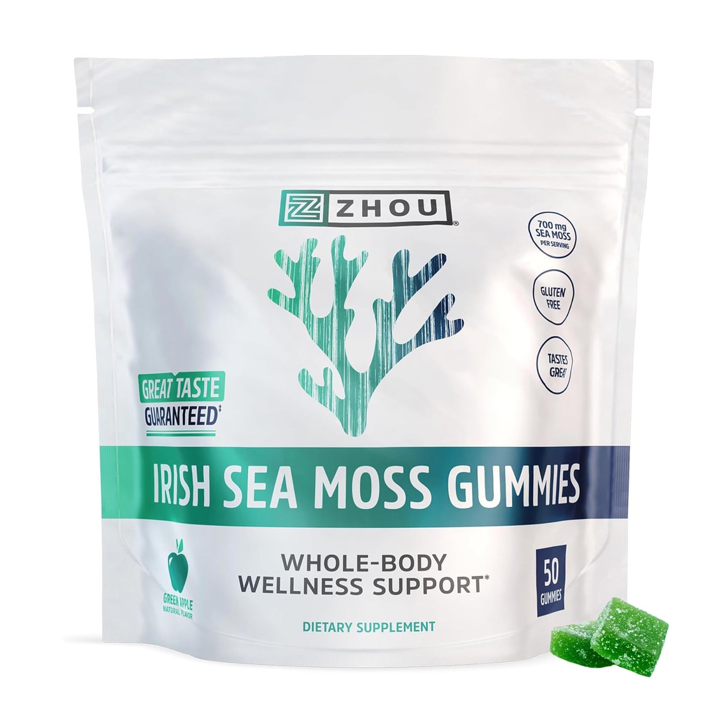 ZHOU Irish Sea Moss Gummies, 700 mg Sea Moss Extract, 50 Count