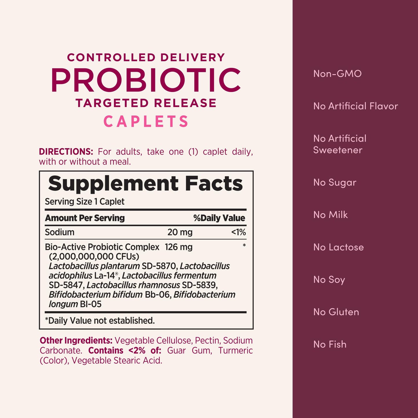 Nature's Bounty Optimal Solutions Probiotic, Controlled Delivery Dietary Supplement Caplets, 30 Count