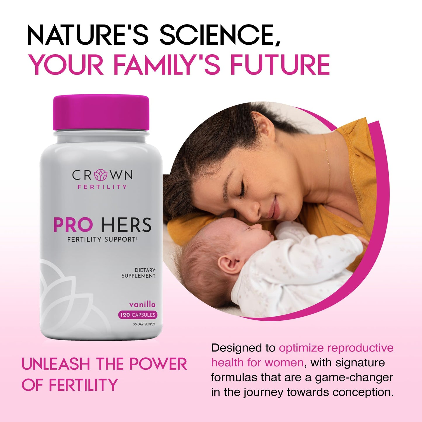 Crown Fertility Pro Hers Fertility Supplements for Women Capsules, 120 Count