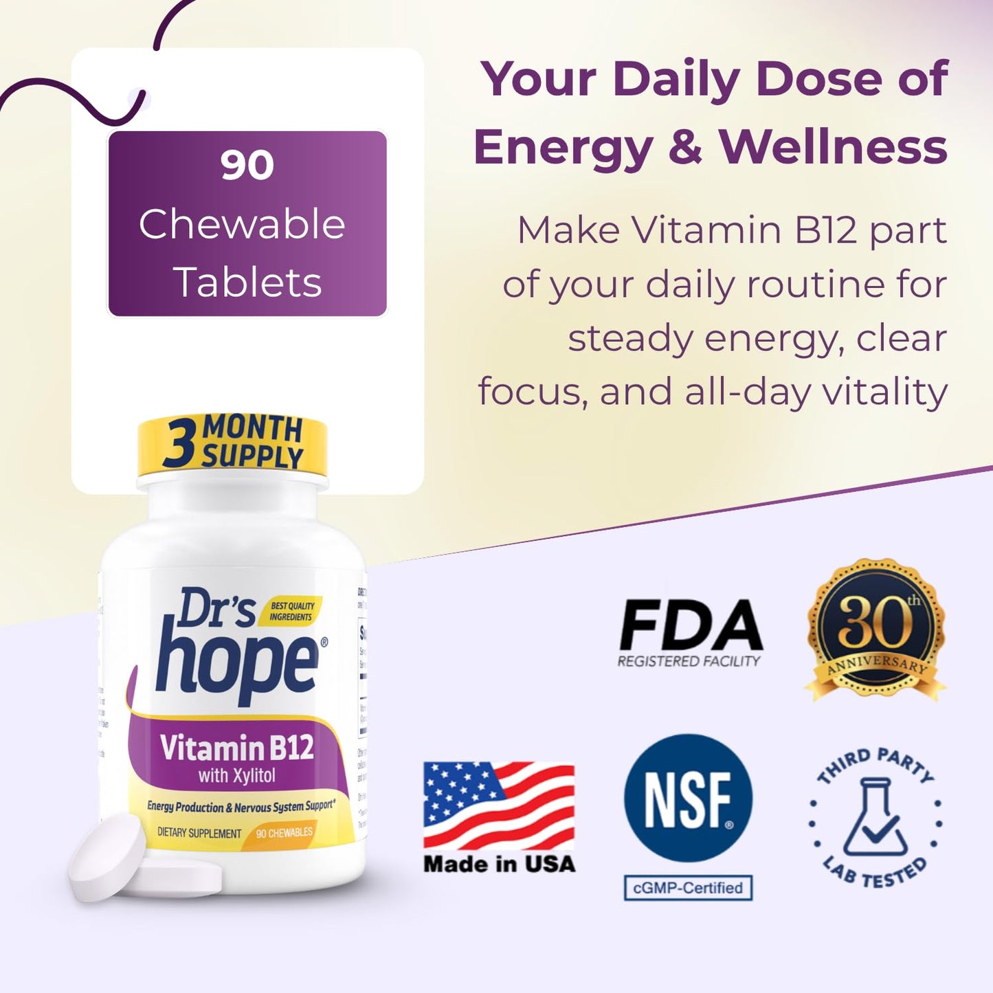Dr’s Hope Vitamin B12 1000mcg Capsules 90