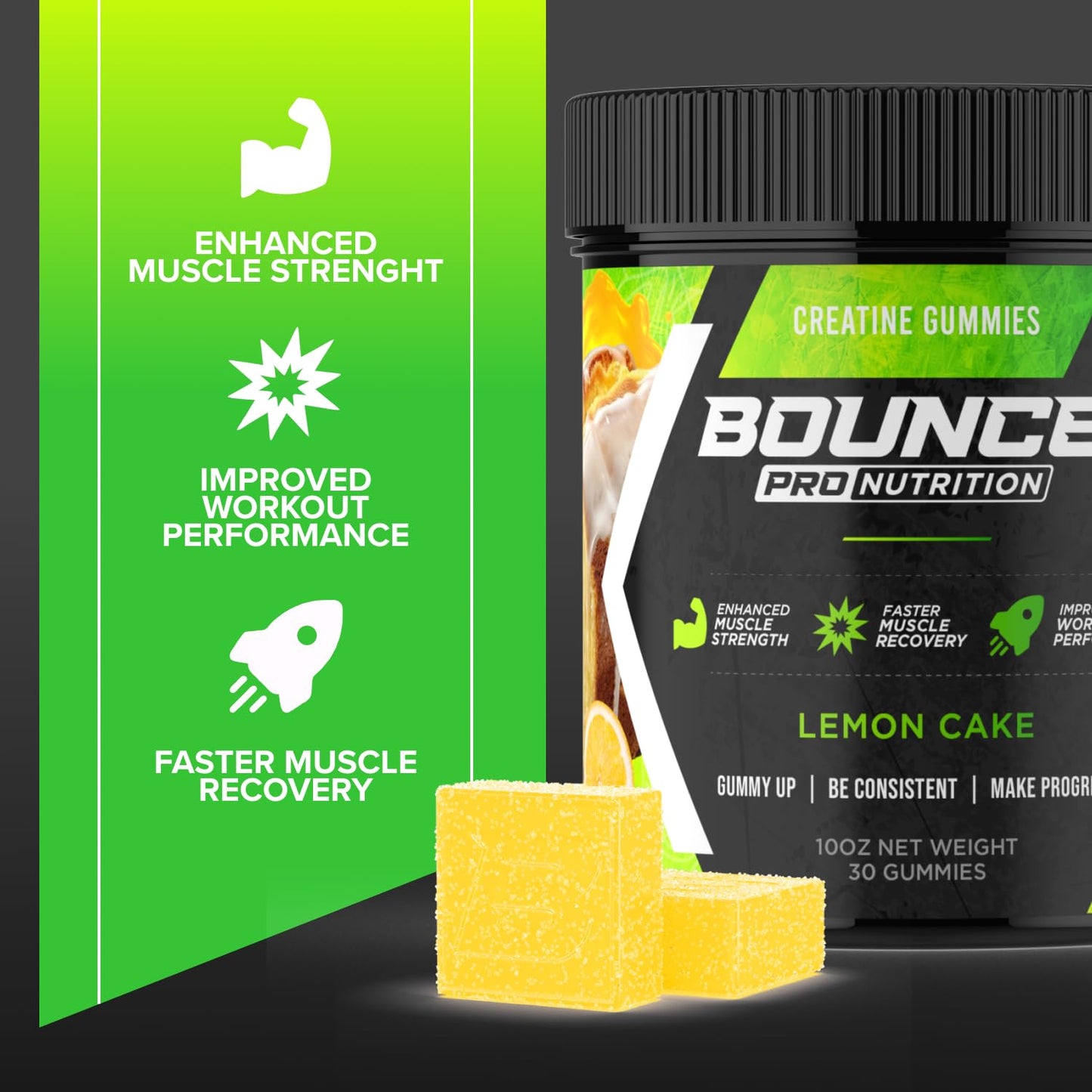 Bounce Pro Creatine Monohydrate Gummies, 30 Count