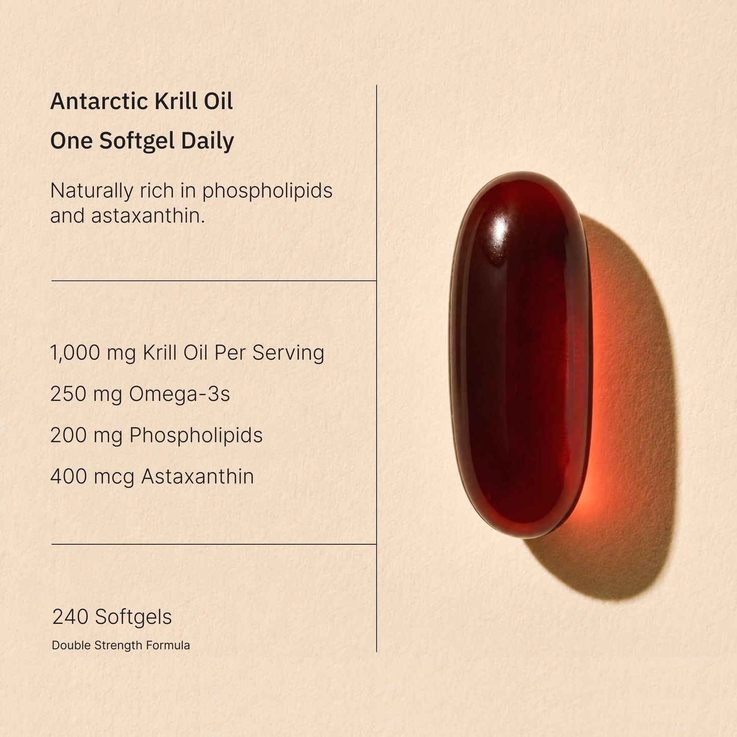NATUREVOL Double Strength Antarctic Krill Oil Omega-3 1000mg 240 Softgels