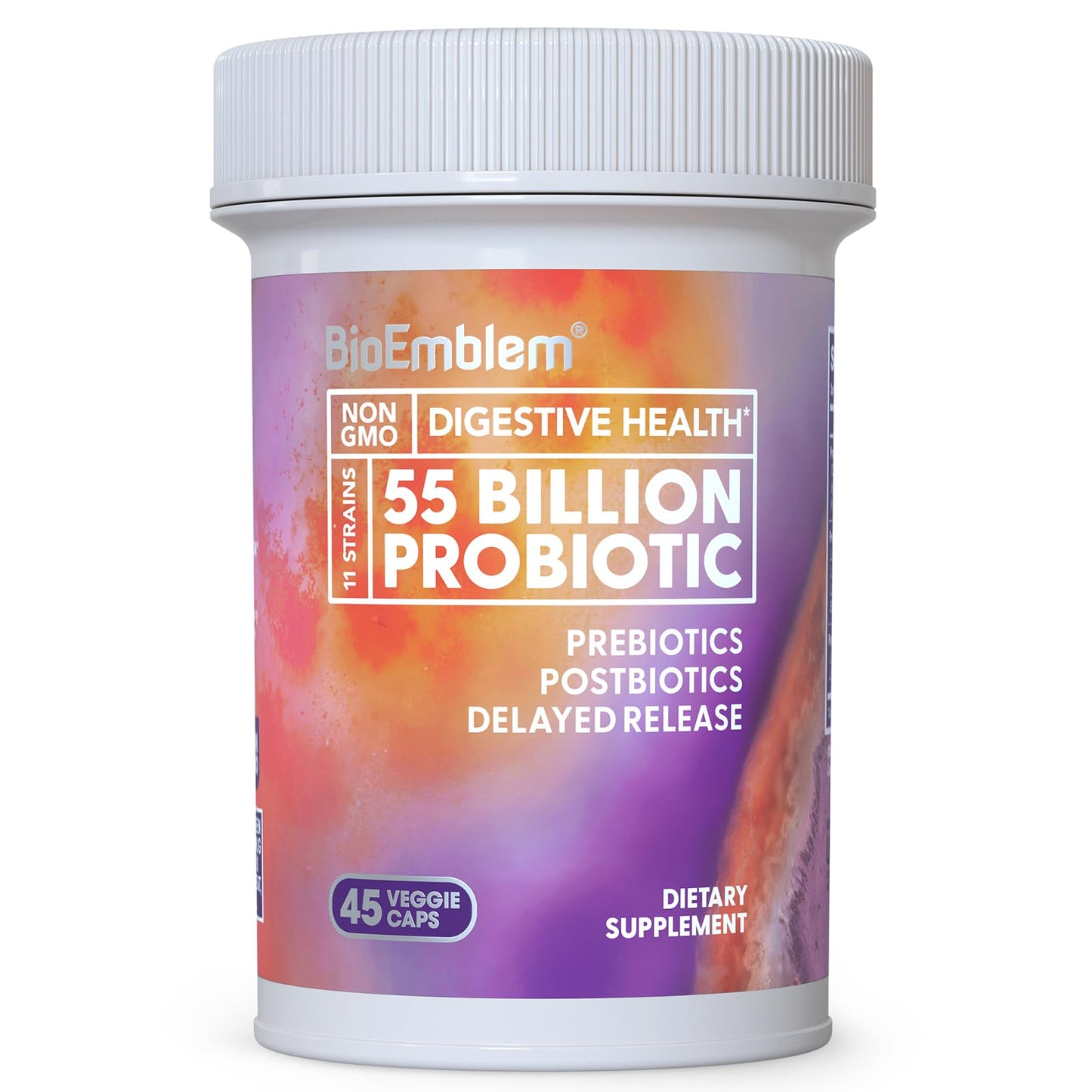 BioEmblem Probiotics for Women & Men – 55 Billion CFU, 11 Strains – Capsules, 45 Capsules
