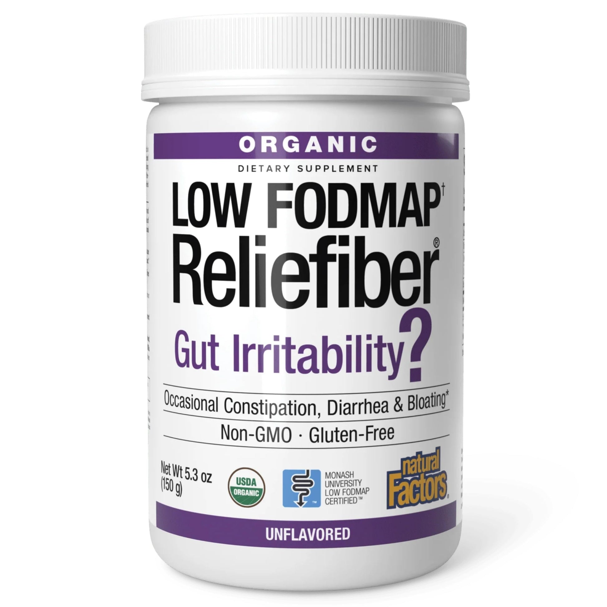 Natural Factors Organic Low FODMAP Reliefiber Powder 5.3 Ounce