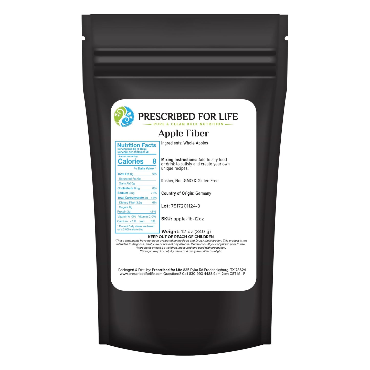 Prescribed For Life Apple Fiber Powder 11.99 Ounce