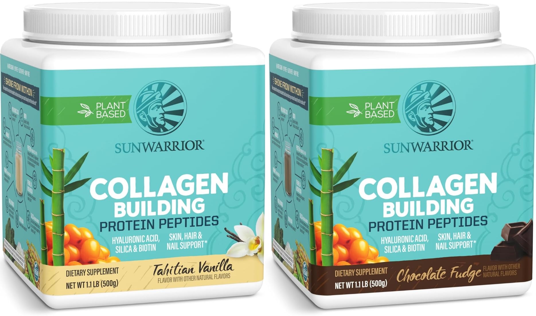 Sunwarrior Chocolate & Vanilla Vegan Collagen Protein Powder Set, 35.2