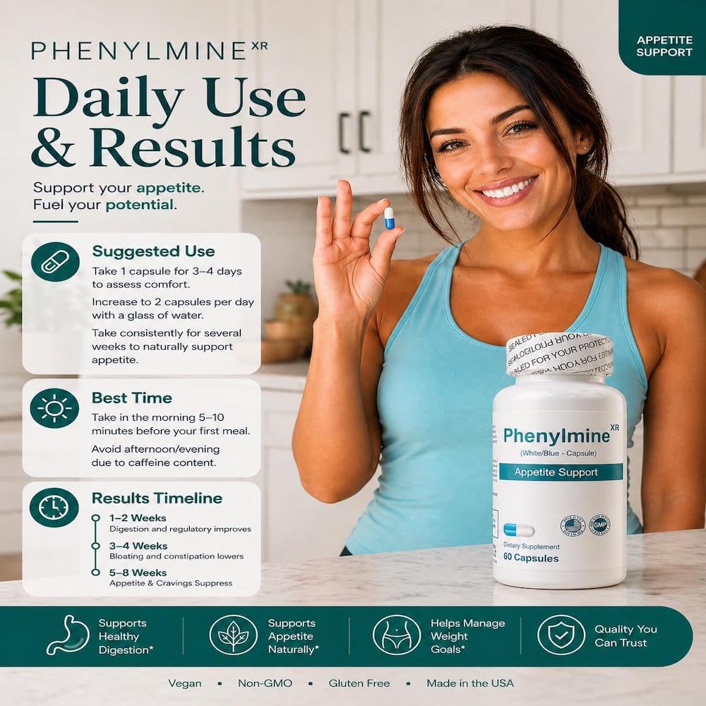 Performacal Phenylmine XR Weight Management - Energy, Appetite & Metabolic Support Formula for Men & Women, 60 Capsules