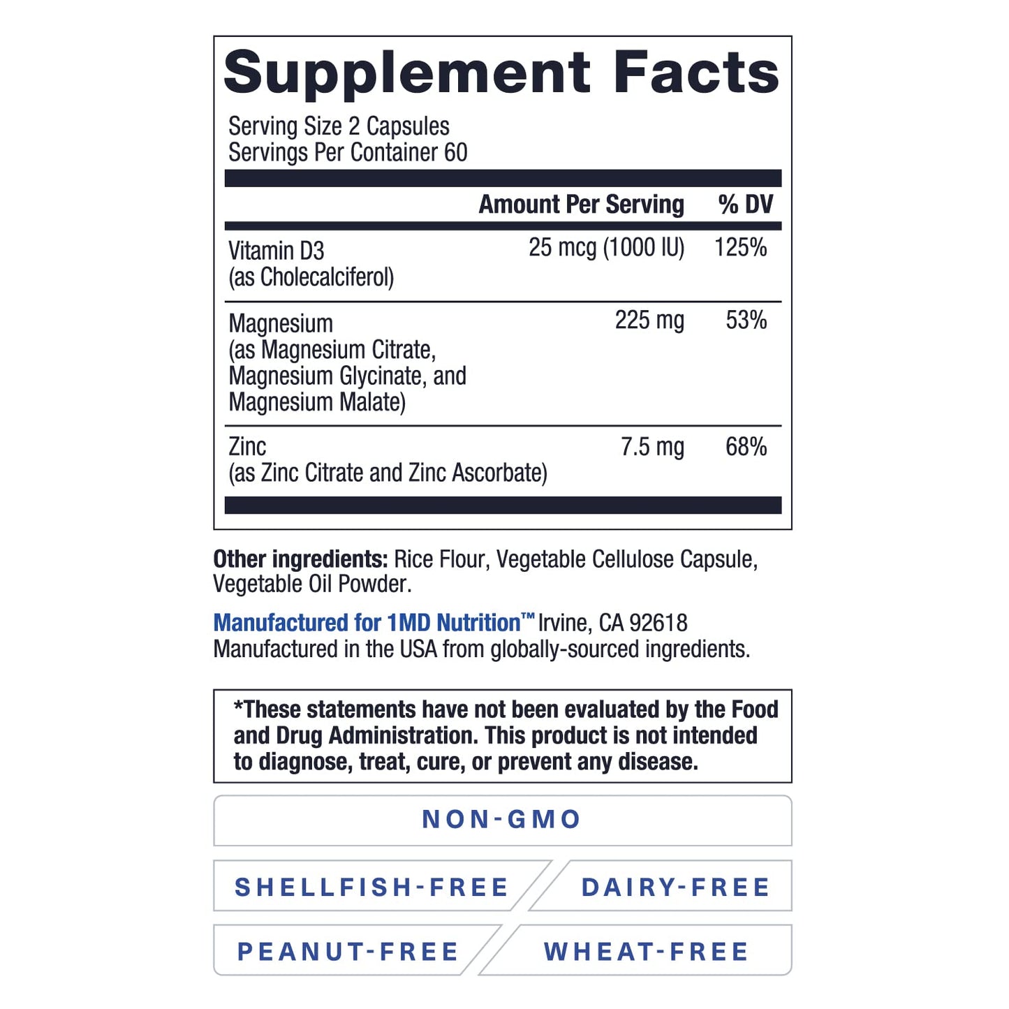 1MD Nutrition MagMD Plus Magnesium with Zinc & D3 Capsule, 120 Count