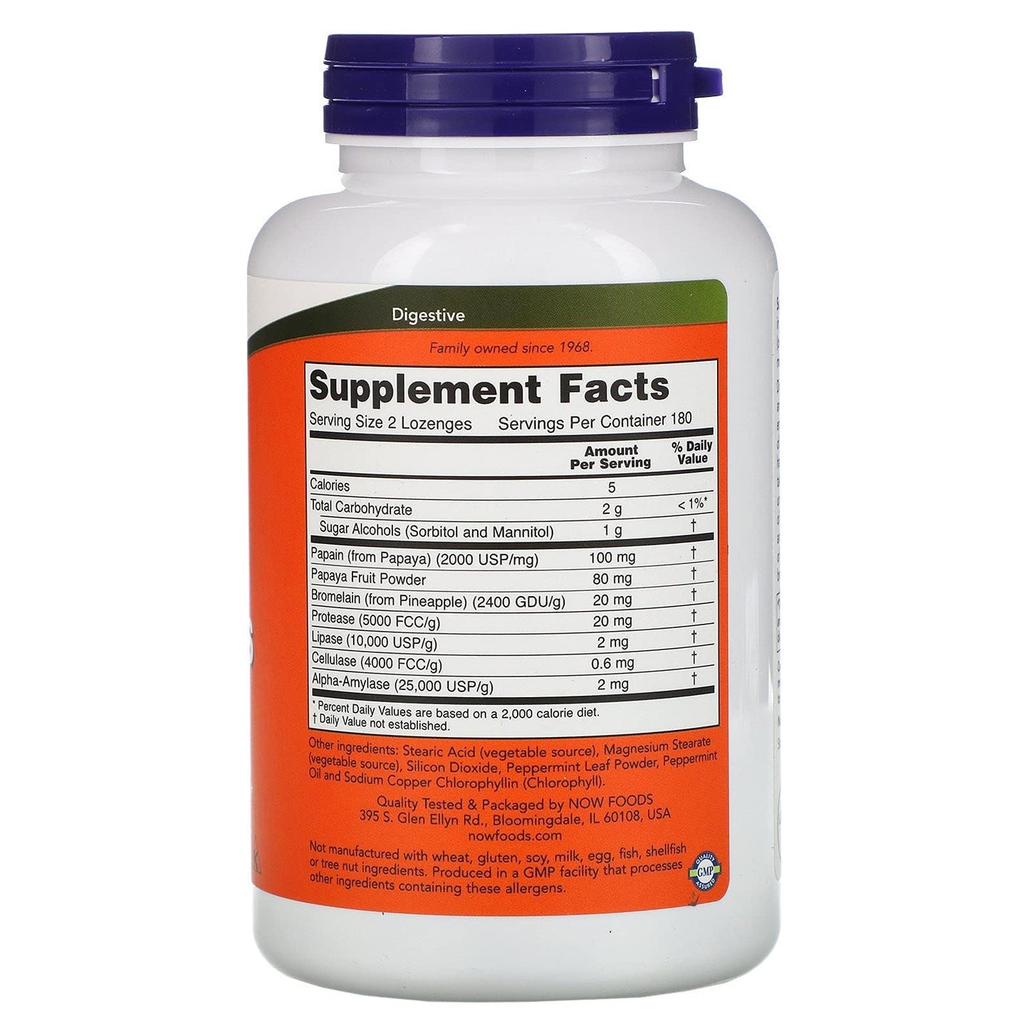NOW Foods Papaya Enzymes Chewable 360 Lozenges