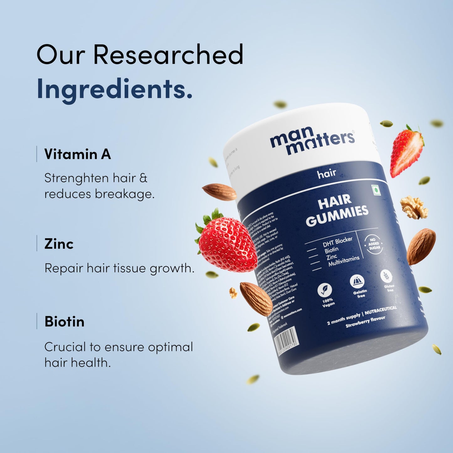 Man Matters Biotin Hair Gummies Gummy 60 Gummies