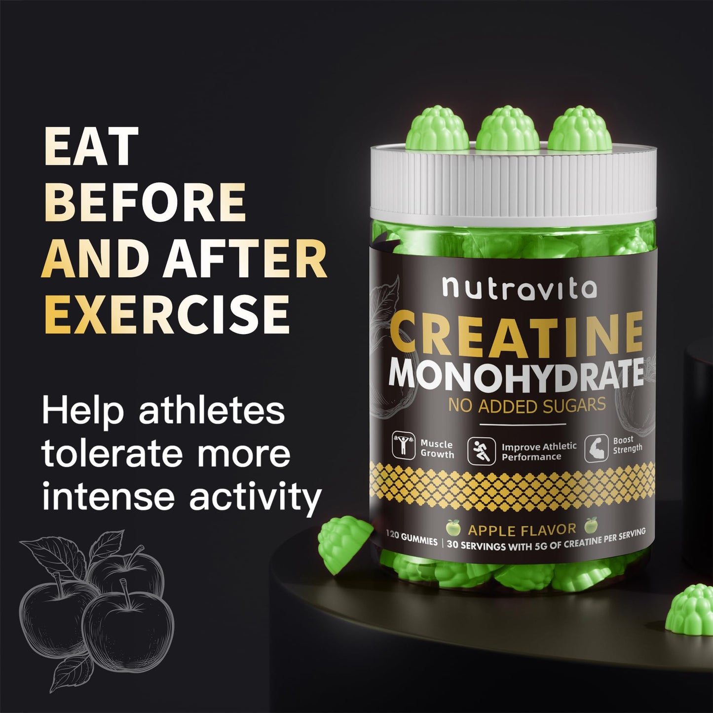 Nutravita Creatine Monohydrate Gummies, 120 Count