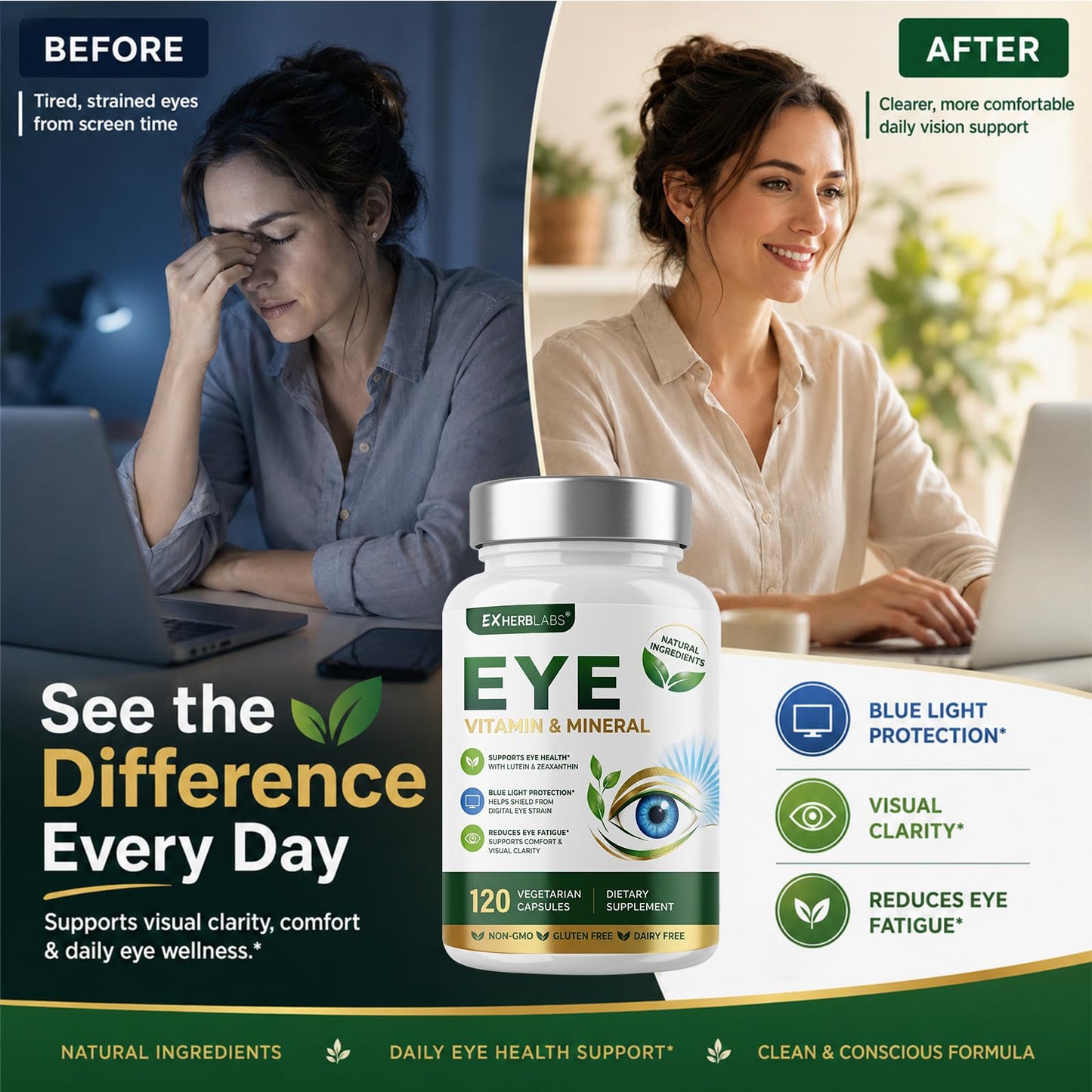 EXHERBLABS Lutein and Zeaxanthin Supplements Capsule 120